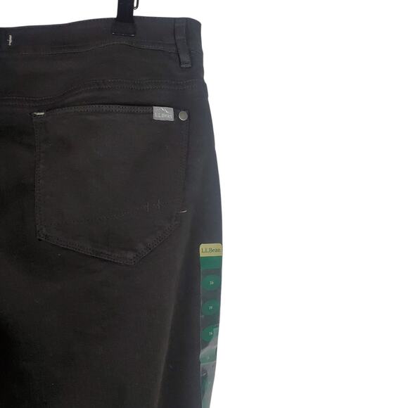 NEW LL Bean Flannel Lined Jeans Perfect Stretch Straight Leg Womens 16 Black - Picture 7 of 13